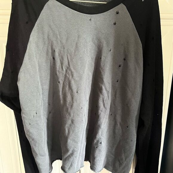Michael Lauren Distressed Long Sleeve Sweatshirt Athleisure Lounge L - Picture 5 of 11